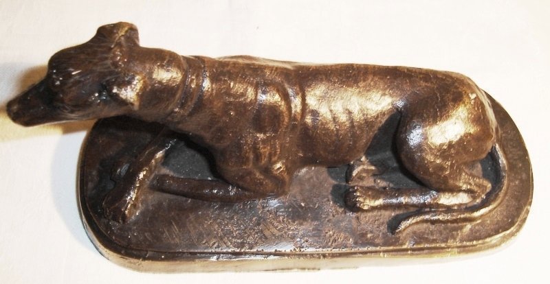 GREYHOUND SKULPTUR BRONS 1900-TAL.