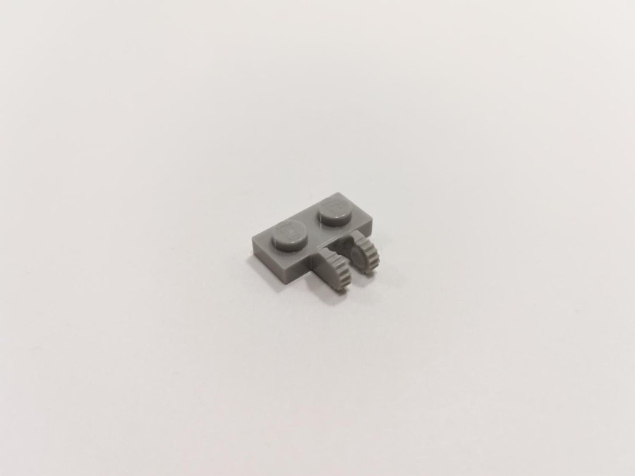 Lego - plate - modified - locking fingers - 1x2 - part 60471 - ljusgrå (bluish)