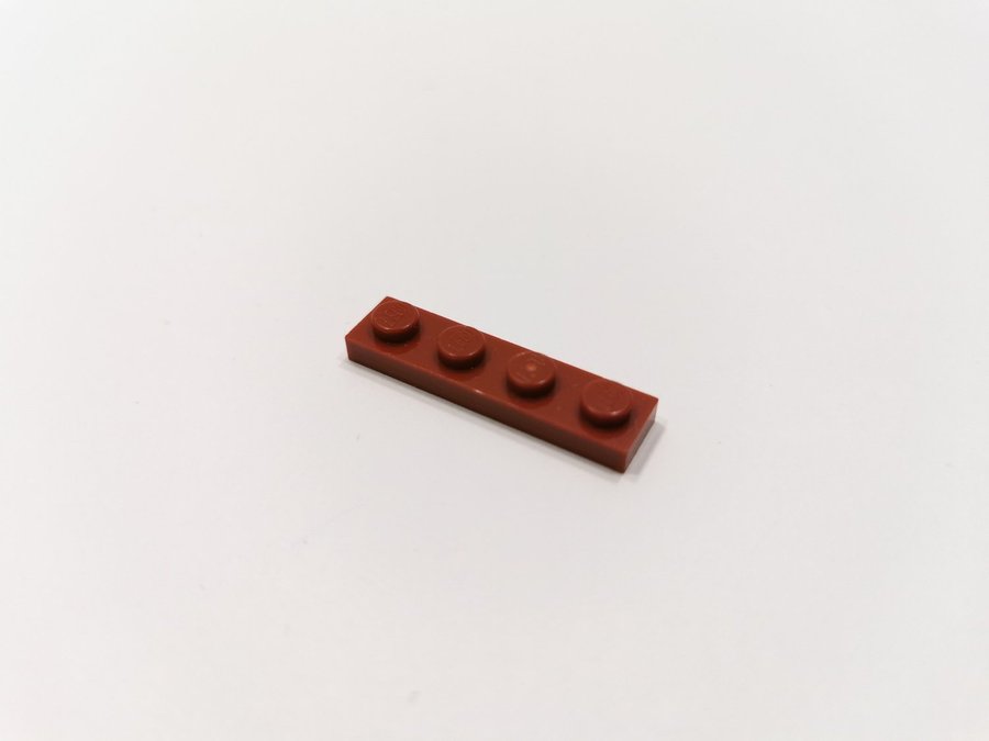 Lego - plate - platt - bas - 1x4 - part 3710 - vinröd (dark red)