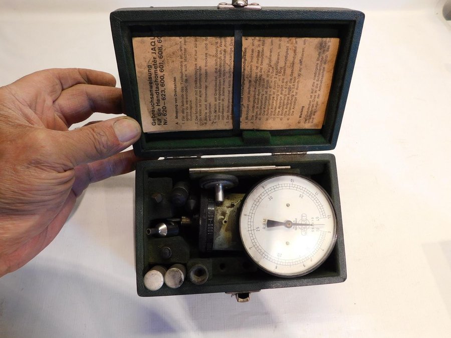 Hand Tachometer Varvtalsmätare inkl delar Tysk Beskrivning