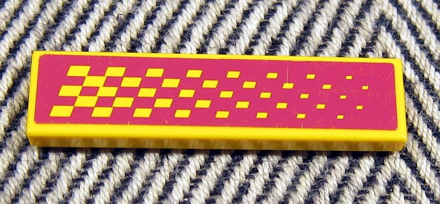 1 st LEGO Tile Platta 1 x 6 gul vinröd okänd