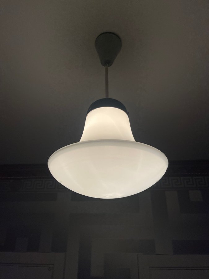 Funkis - Apotekslampa - pendel lampa - Opalglas - 30/40-tal