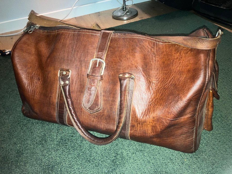 Läder weekend bag cognac