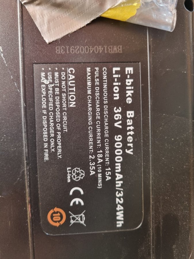 E-bike batteri 36V 9000mAh/324Wh