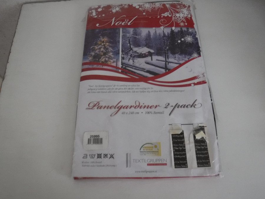 Ny panelgardiner 2-pack 40 x 240 cm i 100% bomull