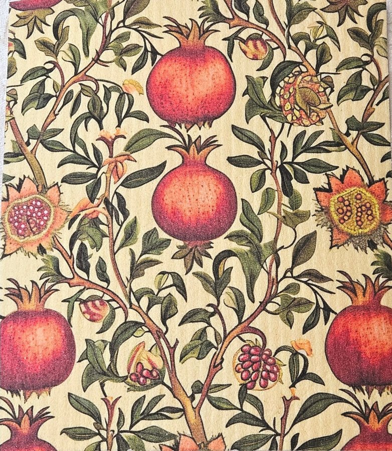 Disktrasa wettex duk med tryck William Morris inspererat granatäpple