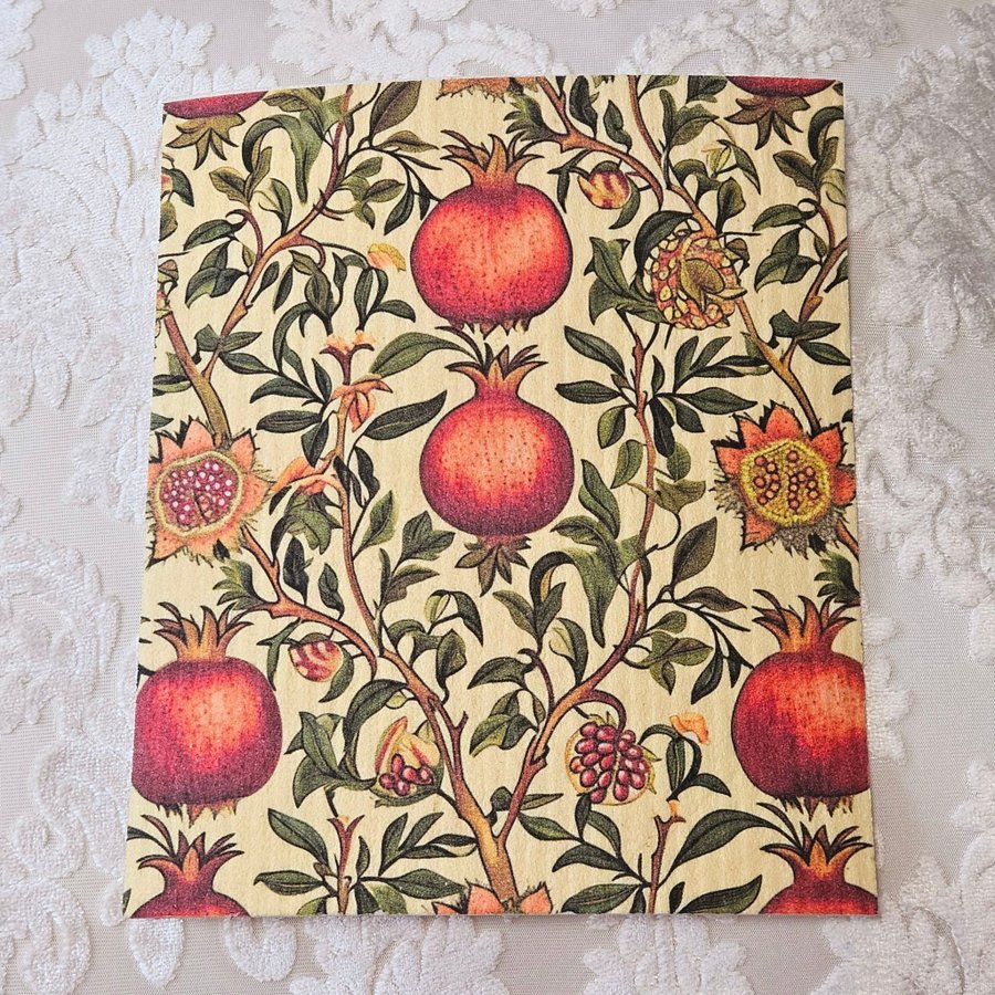 Disktrasa wettex duk med tryck William Morris inspererat granatäpple