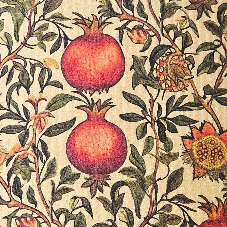 Disktrasa wettex duk med tryck William Morris inspererat granatäpple