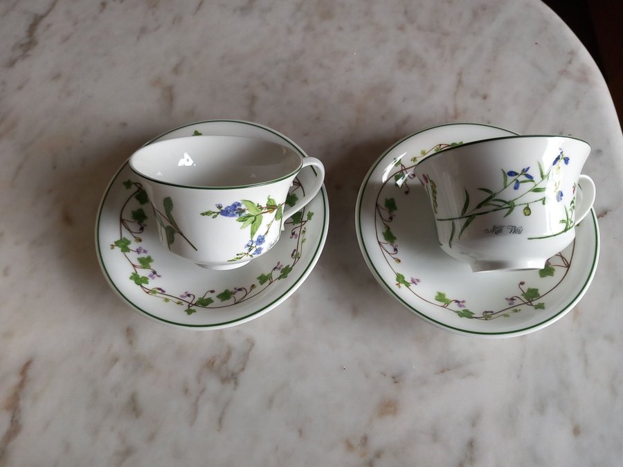 Two Portmeirion Porcelain Cups  Saucers. Welsh Wild Flowers.