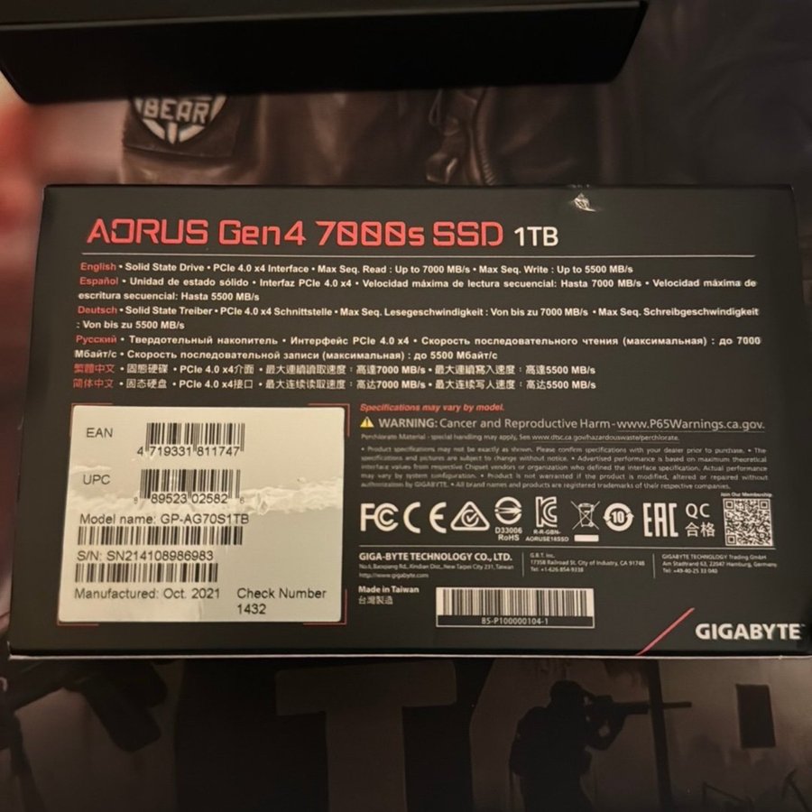 Aorus Gen 4 7000s SSD 1 TB