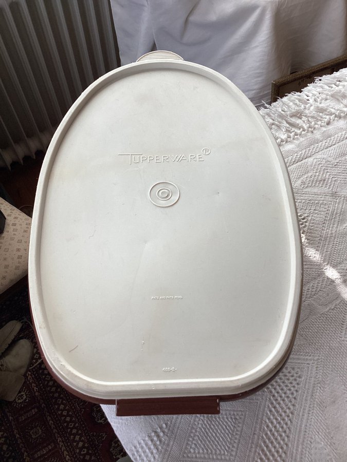 Tupperware stor burk med lock brödburk? Retro färg