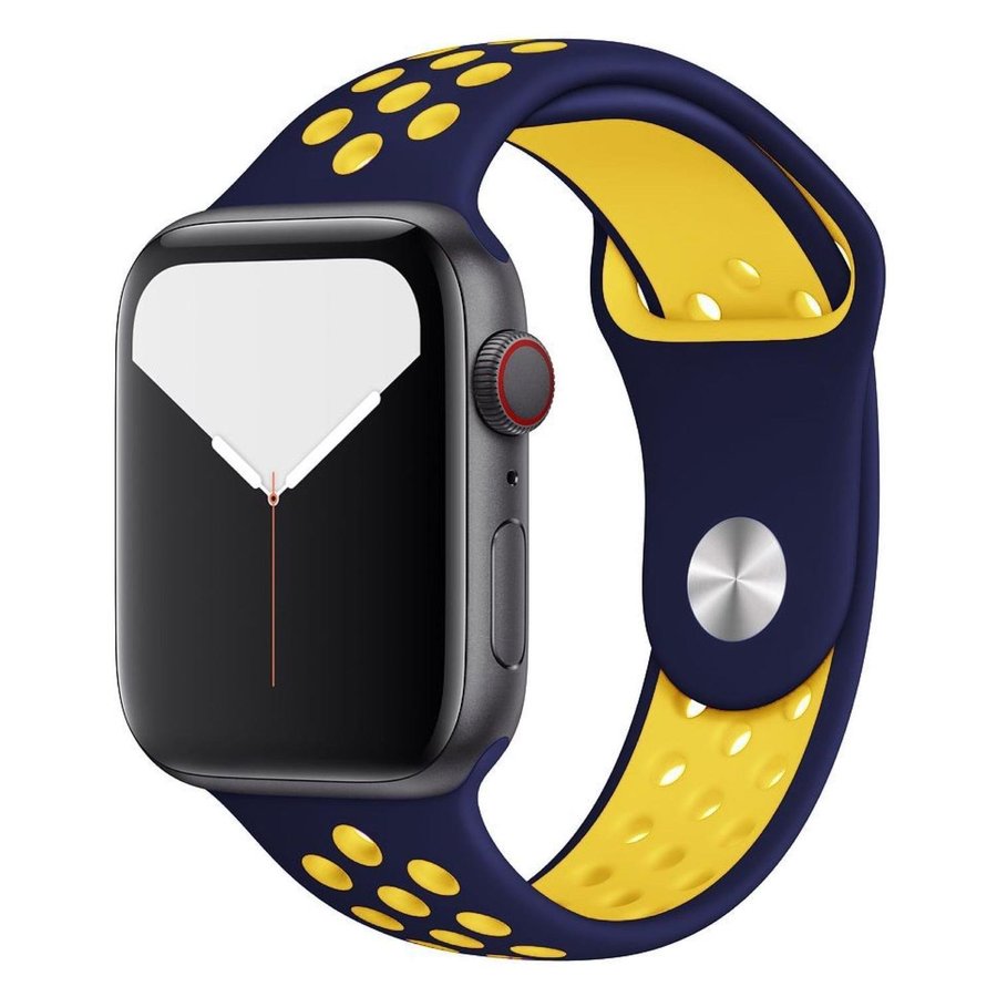 Sportband 38/40/41/42mm (M/L) Apple Watch Armband - MÖRKBLÅ / GUL