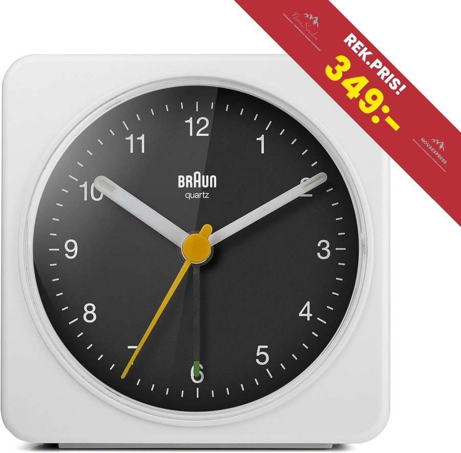 NY Braun klassisk analog klocka med snooze | BC03WB | Ord.pris 349kr