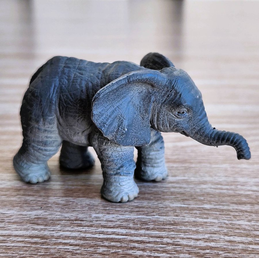 Miniature Life-Like Plastic Gray Elephant Figurine