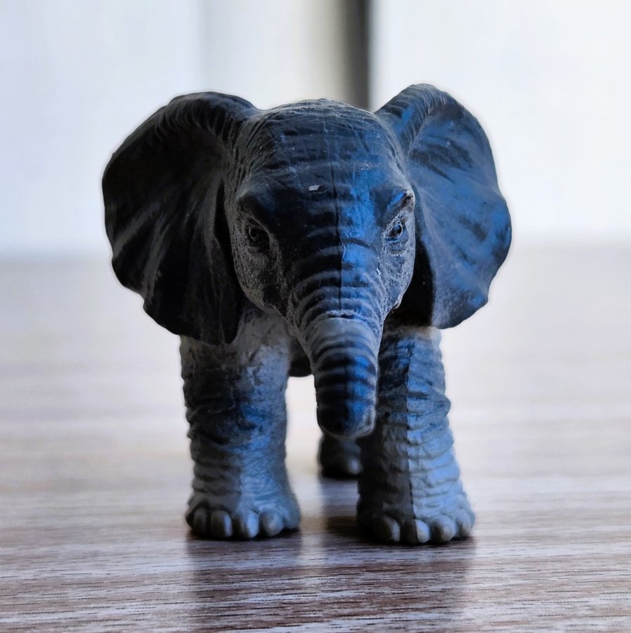 Miniature Life-Like Plastic Gray Elephant Figurine