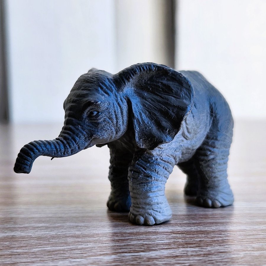 Miniature Life-Like Plastic Gray Elephant Figurine