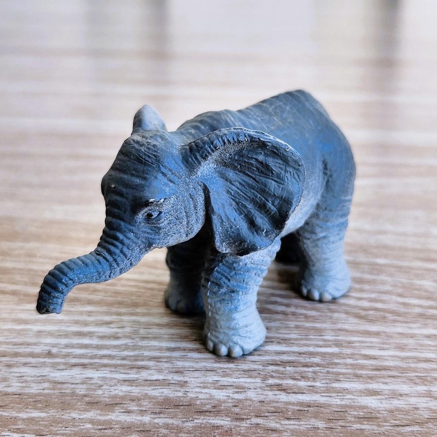 Miniature Life-Like Plastic Gray Elephant Figurine