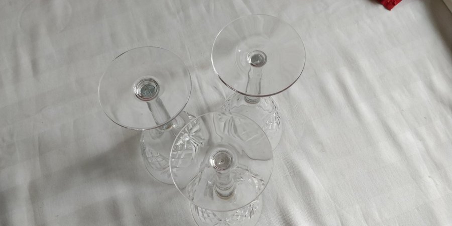 3 ST HELGA RÖDVINSGLAS KOSTA BODA Fritz Kallenberg vinglas kristall vintage