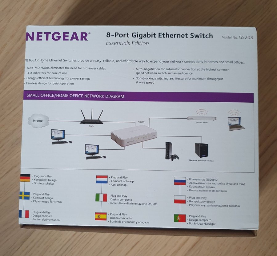 NETGEAR GS208 8-Port Gigabit Ethernet Switch