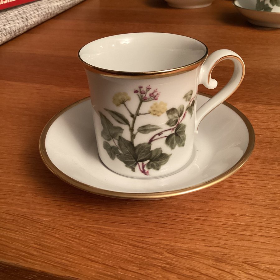 Svenska landskapsblommor Gotland Murgröna kaffe / mocca koppar med fat