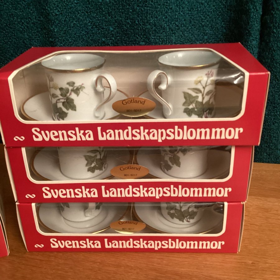 Svenska landskapsblommor Gotland Murgröna kaffe / mocca koppar med fat