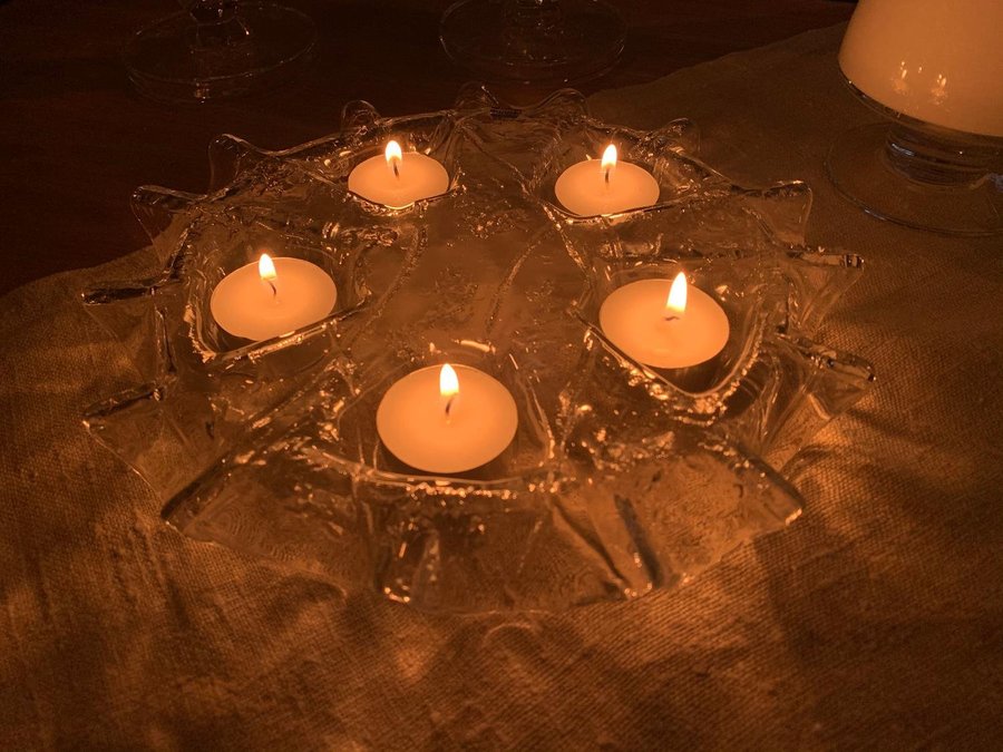 Muurla runt ljusfat i kristall handmade in Finland värmeljus