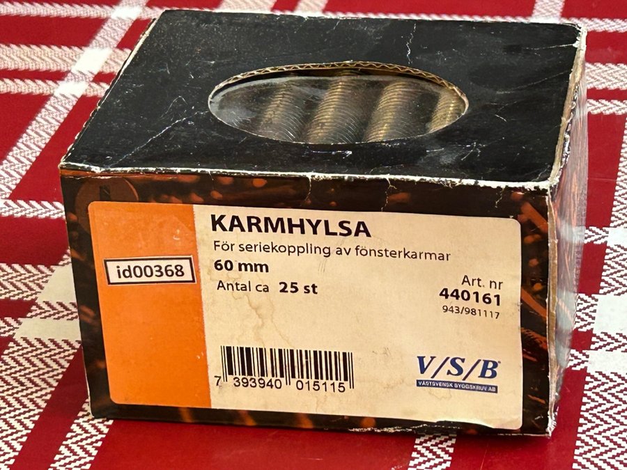 Karmhylsa (id00368) VSB 60 mm för seriekoppling av fönsterkarmar 25 stycken