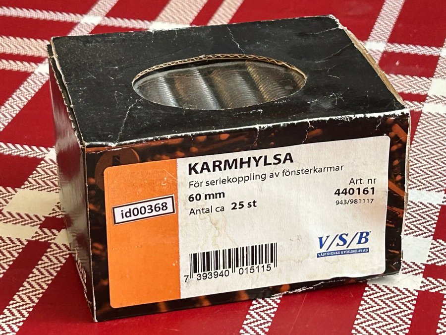 Karmhylsa (id00368) VSB 60 mm för seriekoppling av fönsterkarmar 25 stycken