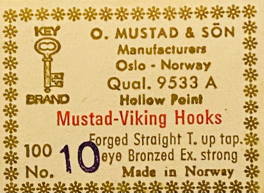 MUSTAD nr10. Qual 9533 A. Viking . Brons . 100st i sin original ask ! Kvalitet +