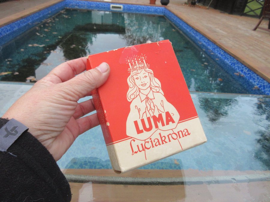 ÄLDRE RETRO LUMA LUCIA KRONA I PLÅT MED ORGINAL KARTONG!!