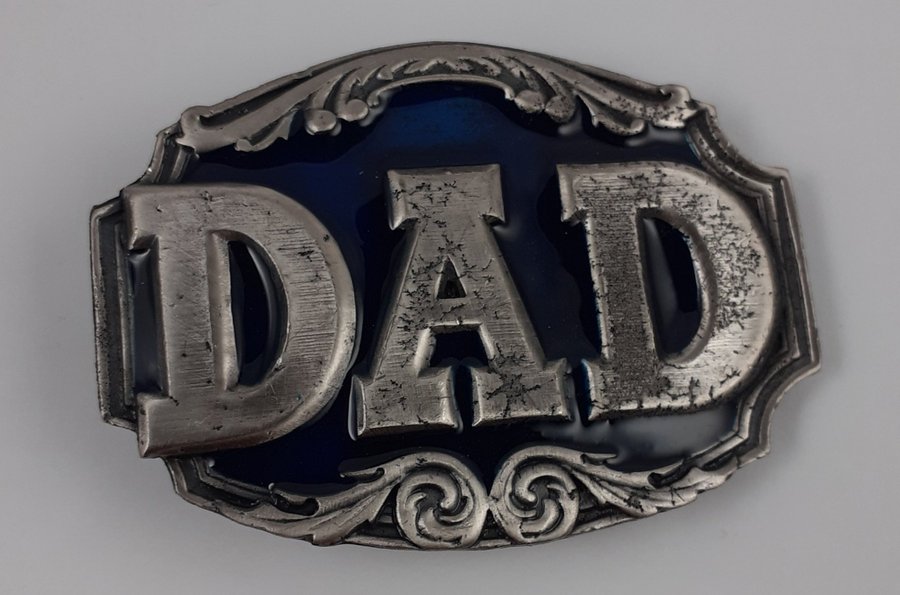 *NY Bältesspänne Beltbuckle DAD Pappa Far Svart Grå Spänne Bälte