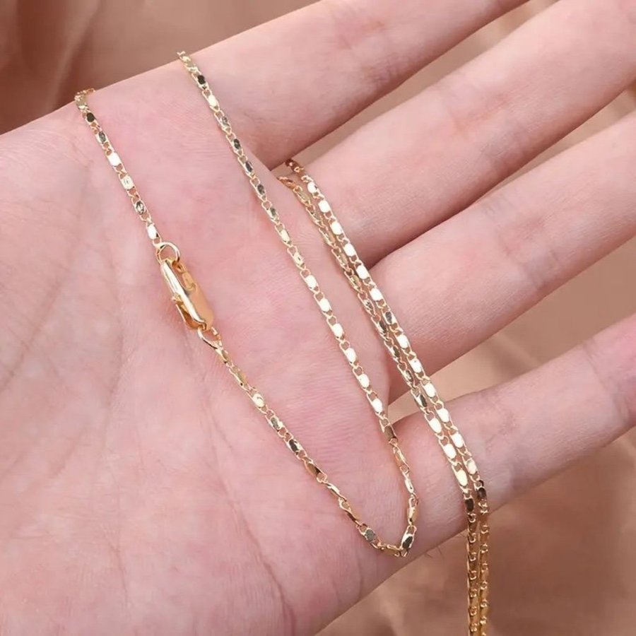 Minimalistiskt Guld Halsband 45cm 2mm 18K Guldpläterad Kedja