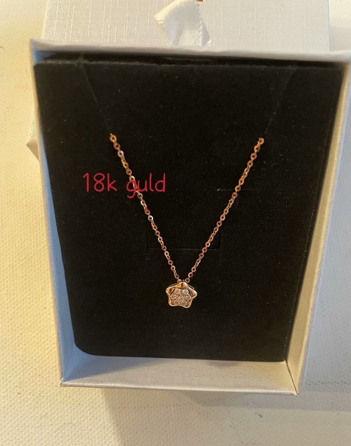 Äkta 18k rose guld med äkta diamant halsband