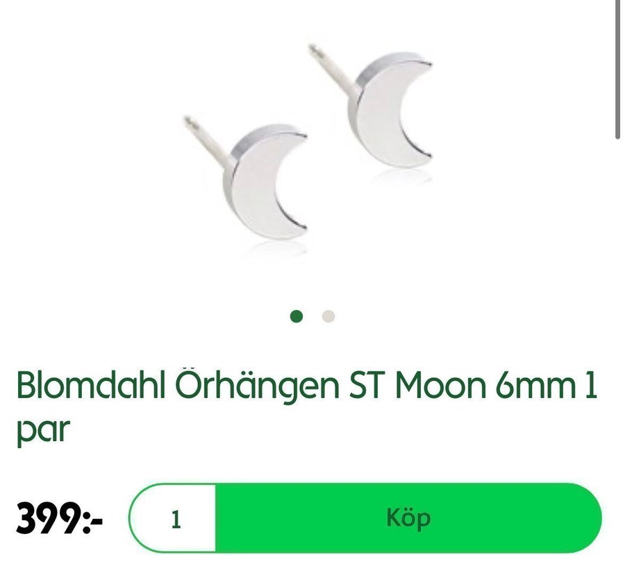 Blomdahl Örhängen ST Moon 6mm 1 par