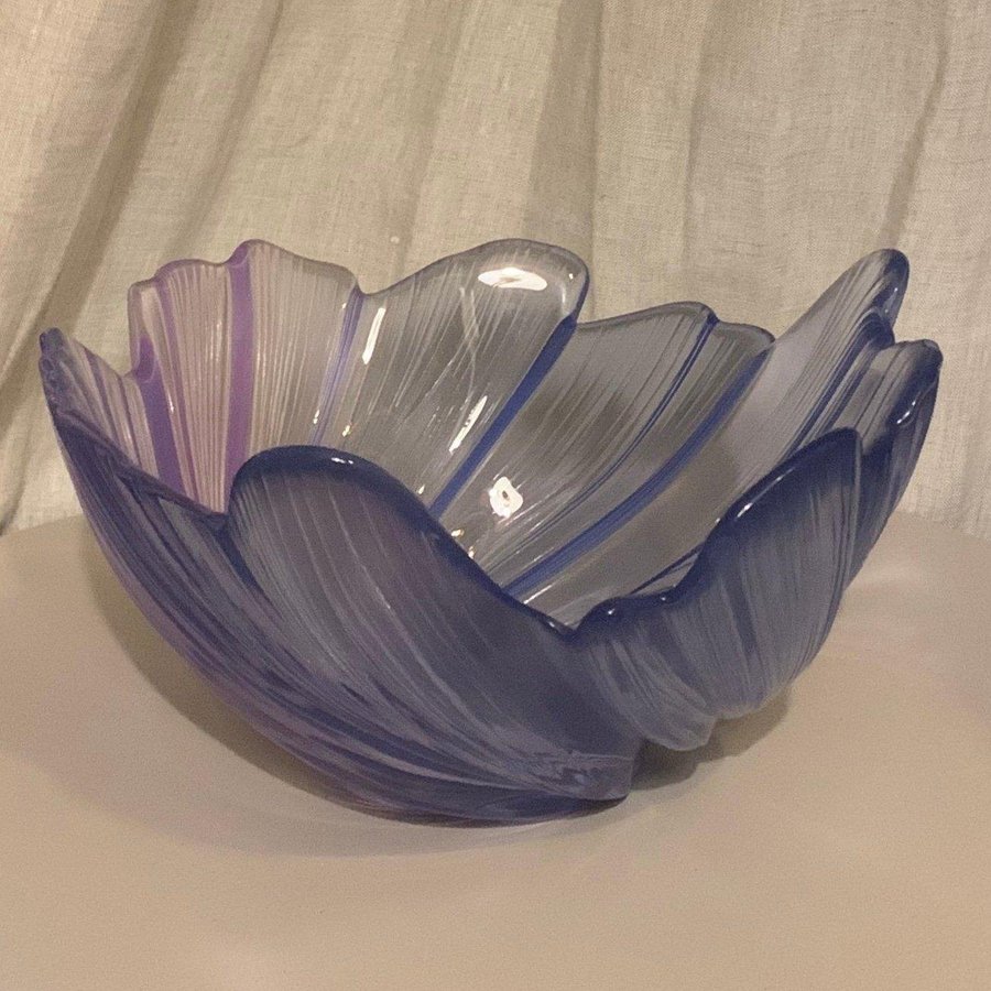Original Walther Glas Lila/blå skål i blomform