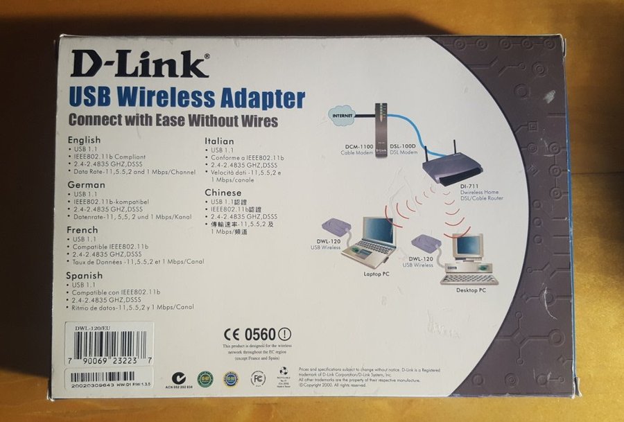 D-Link DWL-120 USB trådlös anslutning