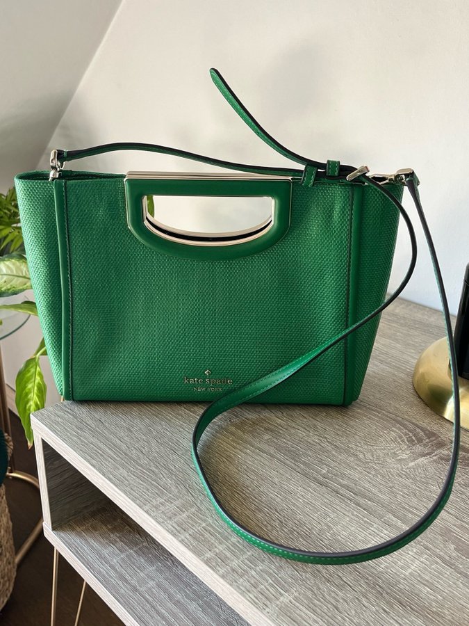 Kate Spade Alexia Green Straw Crossbody Clutch