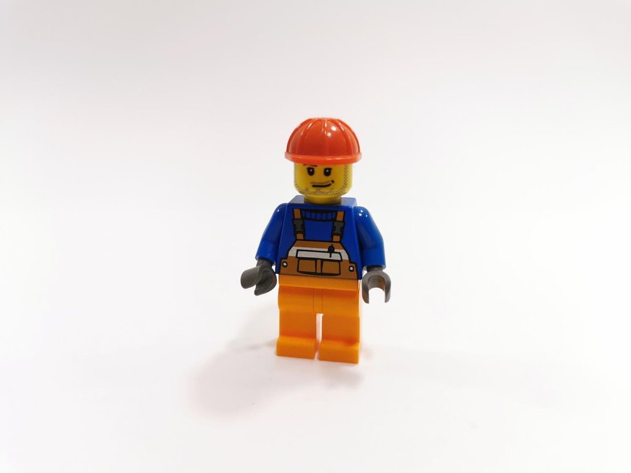 Lego - minifigur - city - arbetare - blå/orange