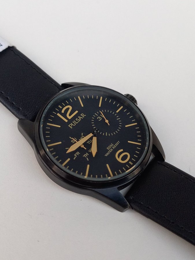 Pulsar Black Leather Watch