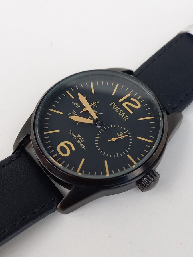 Pulsar Black Leather Watch