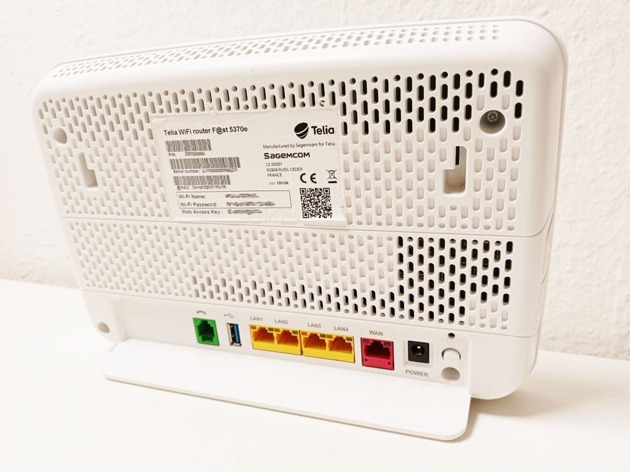 TELIA/SAGECOM WIFI ROUTER F@ST 5370E FÖR FIBER/STADSNÄT