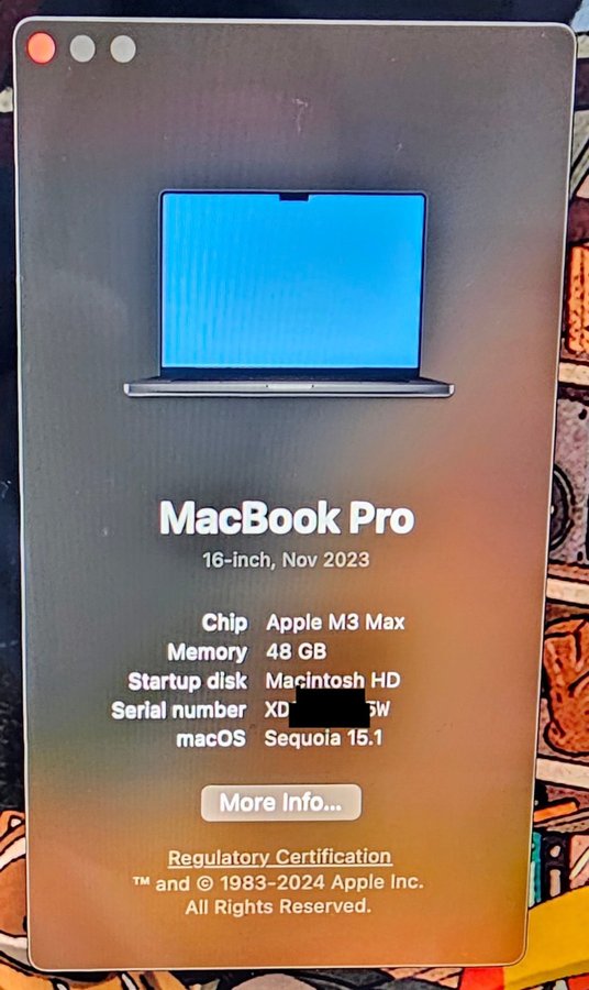 MacBook Pro 16-tums, Apple M3 Max, 48 GB RAM