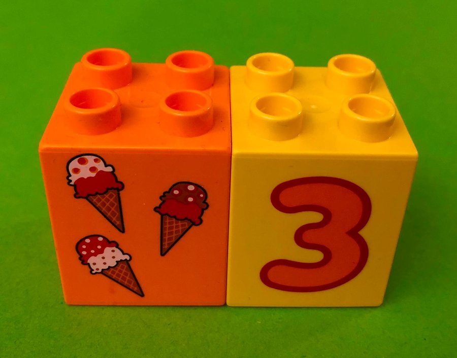 Lego DUPLO 3 År - Orange Kloss 3 Glassar - Gul Kloss Nummer 3