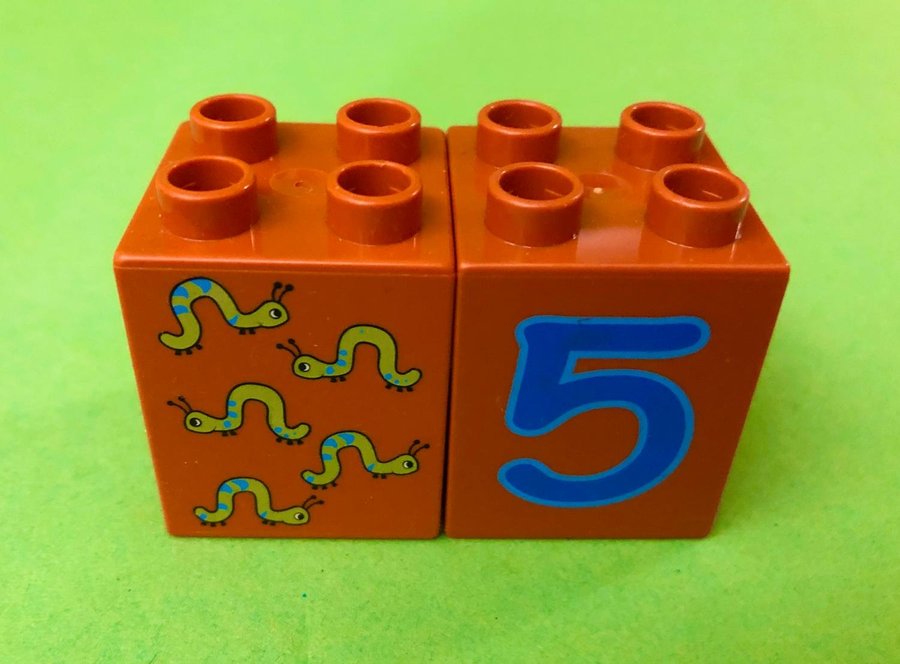 Lego Duplo Tårtdekoration 5 År - Brun Kloss 5 Maskar - Brun Kloss Nummer 5