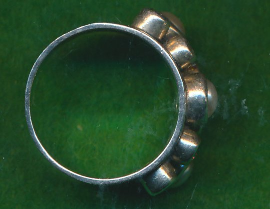 RING I SILVER 925 pärlor och klara stenar, innerdiam. 18,5 mm