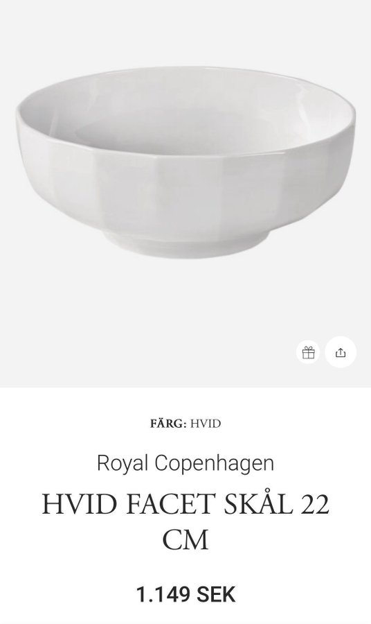 Royal Copenhagen skål (stor) Ø 22 cm NY