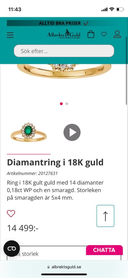 18k smaragd  diamant ring