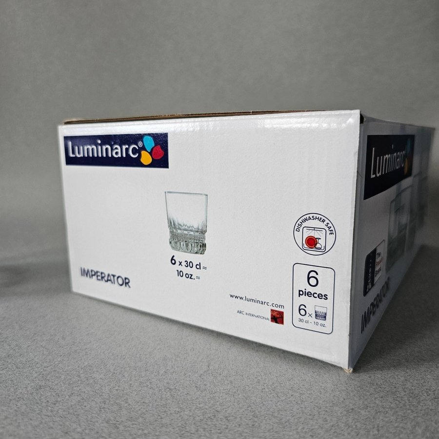 6 Glas, Imperator, Cristal d'arques, Luminarc, whiskeyglas, tumblerglas