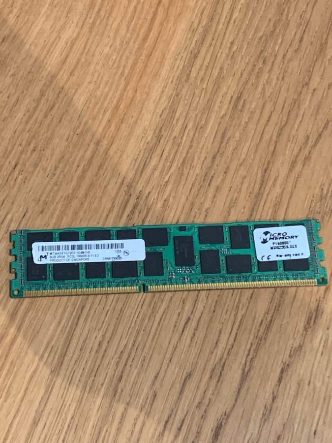 8 GB Micron (1x8GB) ECC DDR3L 2Rx4 PC3L-10600R 1333 MHz RAM