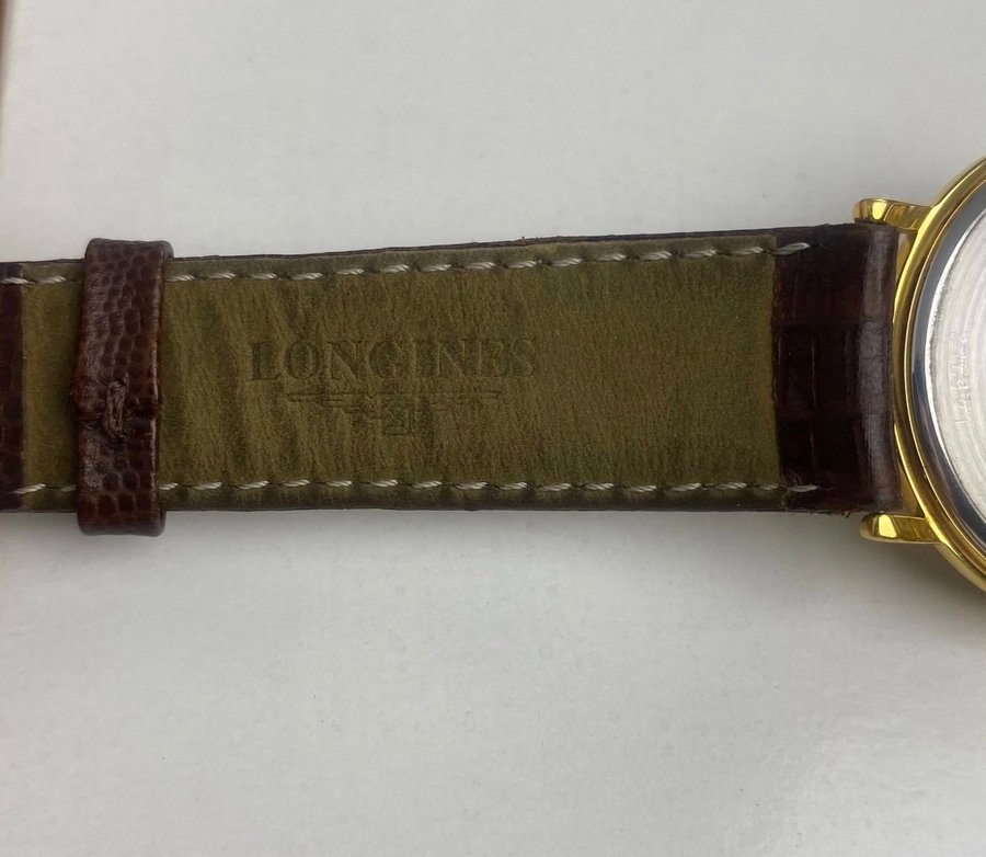 Longines Gold Plated Watch with Brown Leather Strap